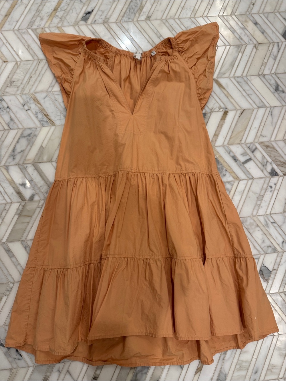 A.L.C. Tiered Midi Dress in Terracotta Orange